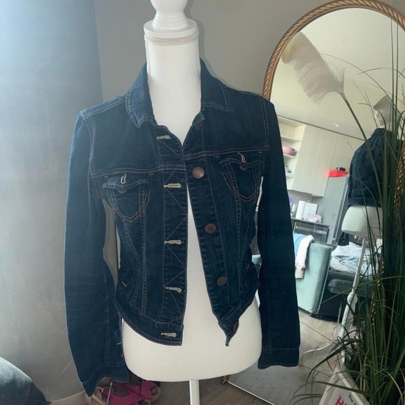 American Eagle Outfitters Jackets & Blazers - American Eagle Dark blue denim jacket with button-up front and pockets